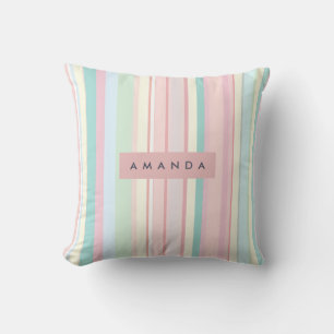 Personalisiertes Pastell-Bonbon-Streifendesign Kissen