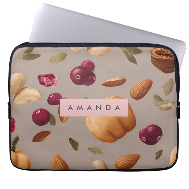 Personalisiertes Pastell-Herbst-Erntemuster Laptopschutzhülle (Vorderseite)