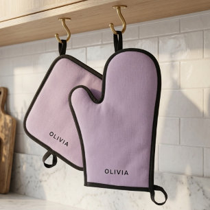 Personalisiertes Pastell-Lavendel Ofenhandschuh & Topflappen-Set