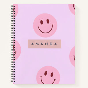 Personalisiertes Pastell-Lavendel und Rosa Smiley Notizbuch
