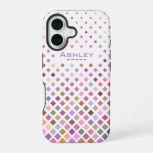 Personalisiertes Pastell-Pixel-Kühlgeometrie-Muste iPhone 16 Hülle