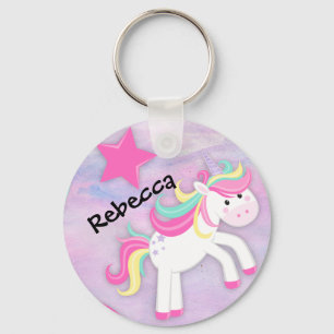 Personalisiertes Pastell Rosa Einhorn Schlüsselanhänger