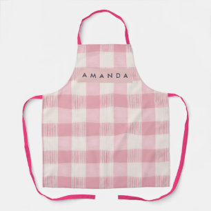 Personalisiertes Pastell-Rosa Gingham Schürze