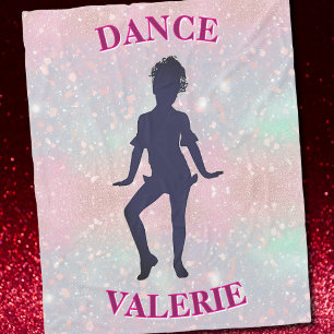 Personalisiertes Pastell-Rosa-Glitter-Tanzmädchen Fleecedecke