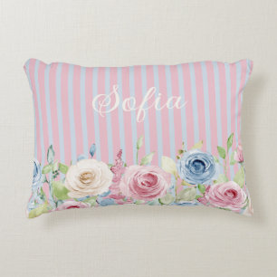 Personalisiertes Pastell-Rosenbouquet Coquette Dekokissen