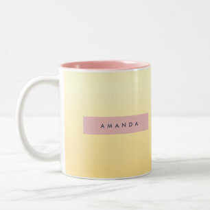 Personalisiertes Pastell-Weichgelb Ombre Zweifarbige Tasse