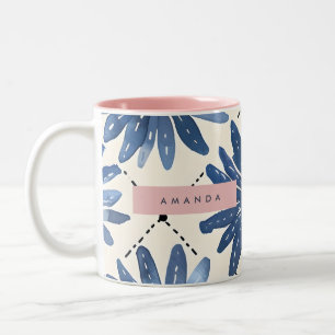 Personalisiertes Pastellblaues Wasserfarben-Gänseb Zweifarbige Tasse