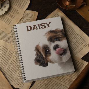Personalisiertes pastellbraunes Notizbuch mit Hund Notizblock
