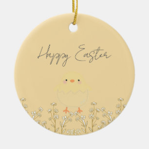 Personalisiertes Pastellgelbes Osterei-Ornament Keramik Ornament