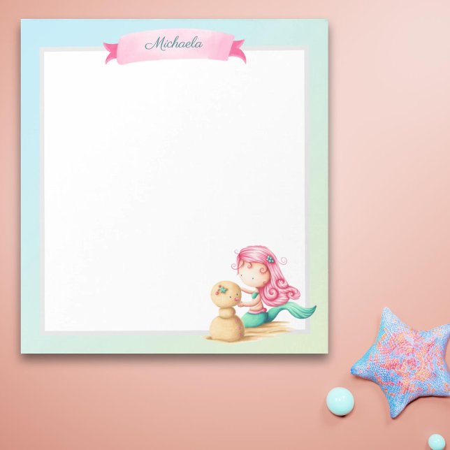 Personalisiertes Pastellmagazin mit rosa Haaren Notizblock (Von Creator hochgeladen)