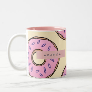 Personalisiertes Pastellrosa-Donut Zweifarbige Tasse