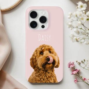 Personalisiertes pastellrosa Handyhülle mit Hunde- iPhone 15 Pro Hülle