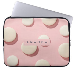 Personalisiertes Pastellrosa mit cremefarbenem Pun Laptopschutzhülle