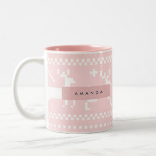 Personalisiertes Pastellrosa Nordisches Rentier Zweifarbige Tasse