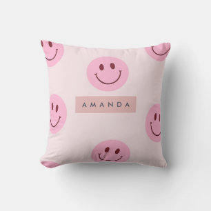 Personalisiertes Pastellrosa Smiley Gesicht Kissen