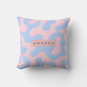 Personalisiertes Pastellrosa und Babyblau Abstrakt Kissen