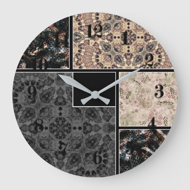 Personalisiertes Patchwork Große Wanduhr (Vorderseite)