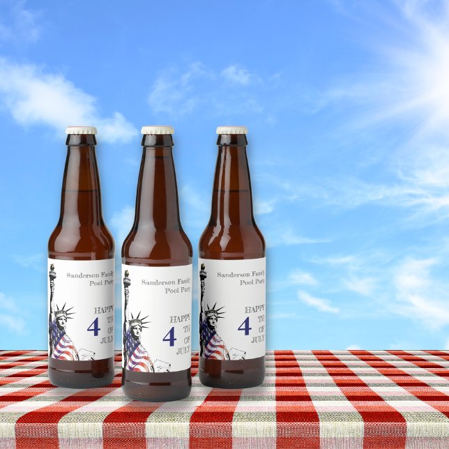 Personalisiertes Patriotisches 4. Juli Party Bierflaschenetikett (Von Creator hochgeladen)