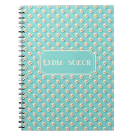 Personalisiertes Perl- und Aquamarin-Notebook Notizblock