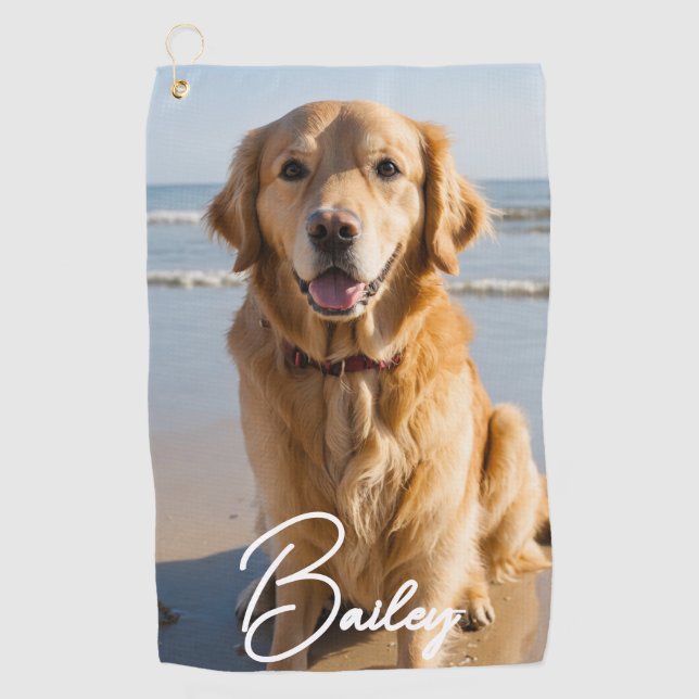 Personalisiertes Pet-Foto Golfhandtuch (Vorderseite)
