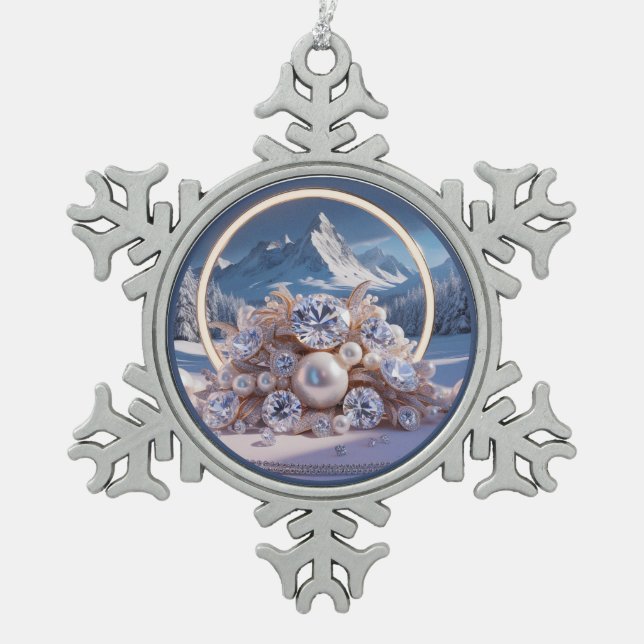 Personalisiertes Pewter Snowflake Ornament (Vorderseite)