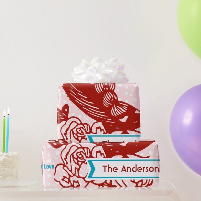 Personalisiertes Pfauenhaus Geschenkpapier (Partygeschenke)