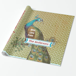 Personalisiertes Pfauenhaus Geschenkpapier