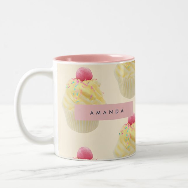 Personalisiertes Pfeifenkuchmuster Zweifarbige Tasse (Links)