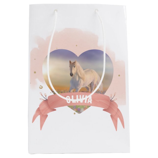 Personalisiertes Pferd Mittlere Geschenktüte (Vorderseite)