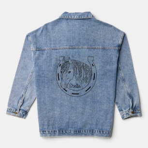Personalisiertes Pferd und Hufeisen Jeansjacke