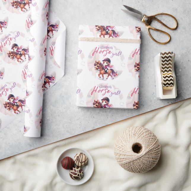 Personalisiertes Pferdchen Dressage Reiter Geburts Geschenkpapier (Kunsthandwerk)
