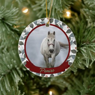 Personalisiertes Pferdefleisch Foto Name Jahr Keramik Ornament