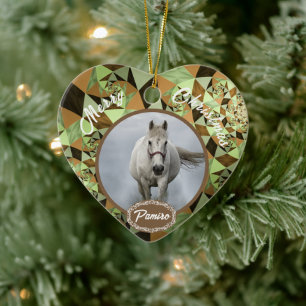 Personalisiertes Pferdefleisch Foto Name Jahr Keramik Ornament