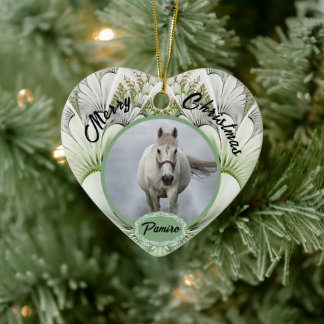 Personalisiertes Pferdefleisch Foto Name Jahr Keramik Ornament