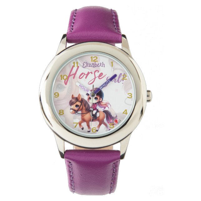 Personalisiertes Pferdeschwölblein Armbanduhr (Vorderseite)