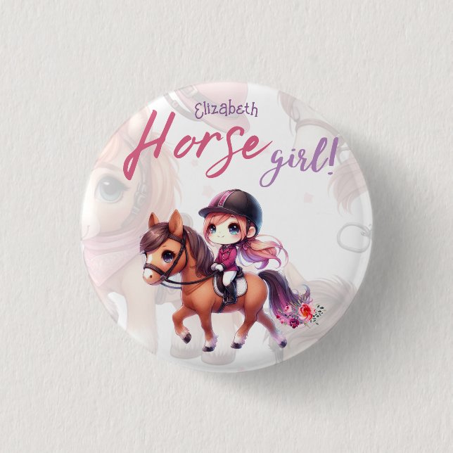 Personalisiertes Pferdeschwölblein Button (Vorderseite)