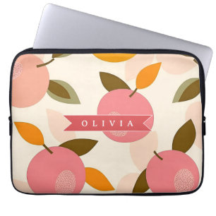 Personalisiertes Pfirsich-Muster Süß Retro Sommer Laptopschutzhülle