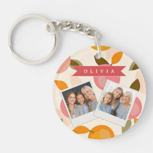 Personalisiertes Pfirsich-Muster Süß Retro Sommer Schlüsselanhänger