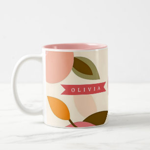 Personalisiertes Pfirsich-Muster Süß Retro Sommer Zweifarbige Tasse