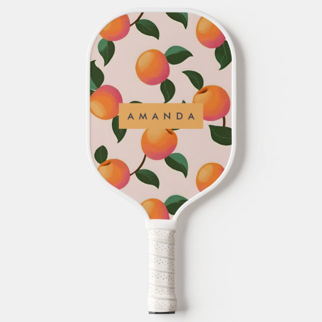 Personalisiertes Pfirsichmuster Niedliche Pfirsich Pickleball Schläger (Vorderseite)