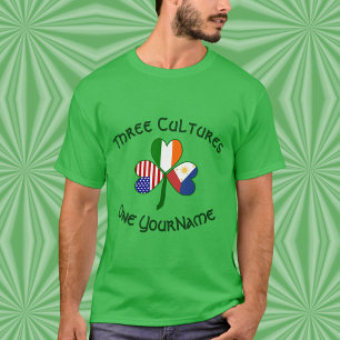 Personalisiertes Philippinen Irland USA Shamrock M T-Shirt