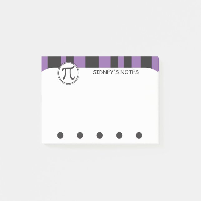 Personalisiertes Pi Symbol Lila Math Themed Post-it Klebezettel (Vorderseite)