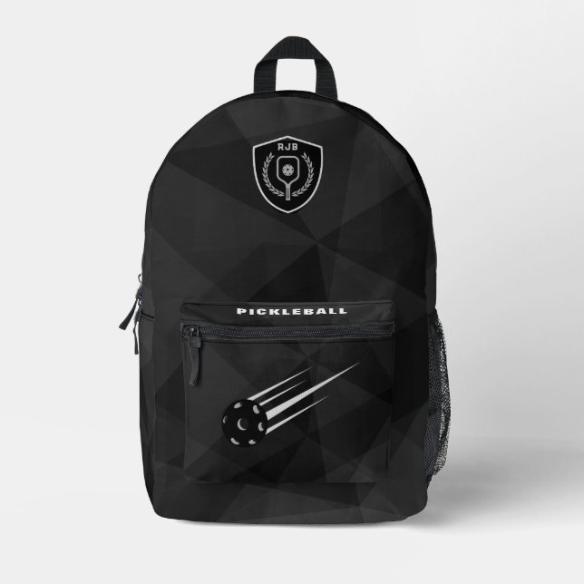 Personalisiertes Pickleball-Backpack Schwarz Bedruckter Rucksack (Vorderseite)