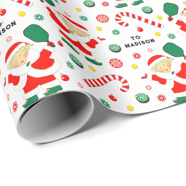 Personalisiertes Pickleball-Holiday-Geschenk Geschenkpapier (Rolleneckpunkt)