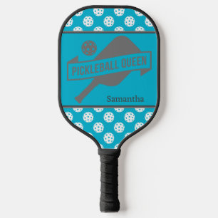 Personalisiertes Pickleball Queen Aqua und Grau Schläger