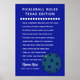 Personalisiertes Pickleball-Regeln Texas Edition P Poster