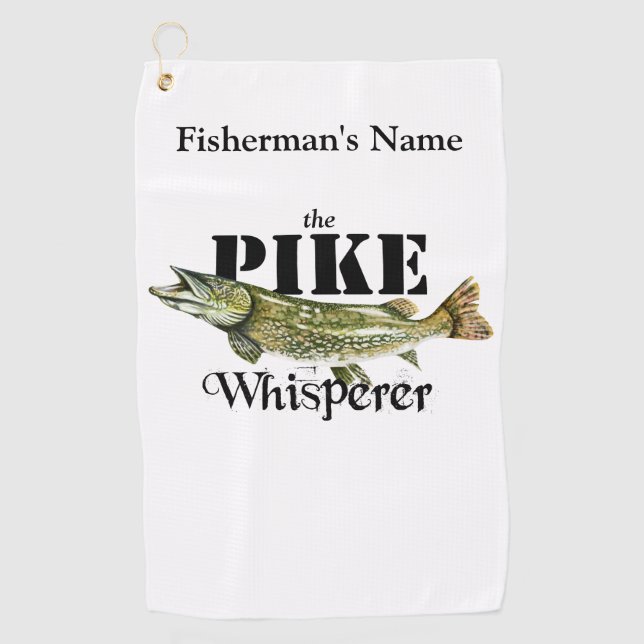 Personalisiertes Pike Whisperer Leichtfanghuch Golfhandtuch (Vorderseite)