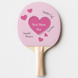 Personalisiertes Ping Pong Schläger mit rosa Herze Tischtennis Schläger