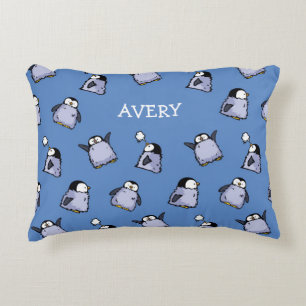 Personalisiertes Pinguin Chick Muster Kinderzimmer Dekokissen