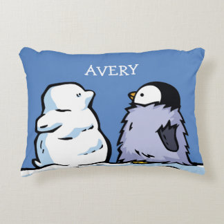 Personalisiertes Pinguin Chick Snow Kinderzimmer K Dekokissen